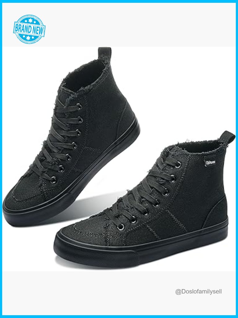 High Top Canvas Sneakers Mid Calf Fashion Lace Up Casual Walking Shoes